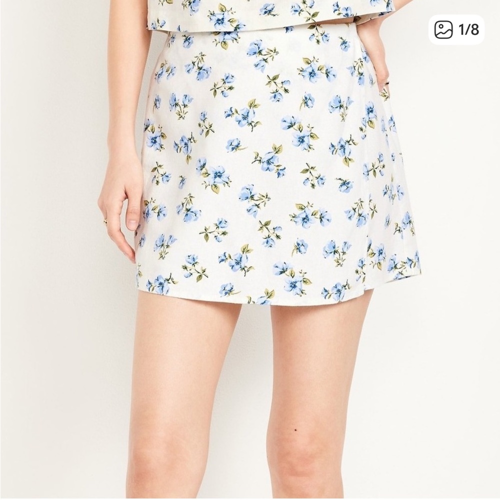 Old Navy high waisted linen blend mini skort floral Print